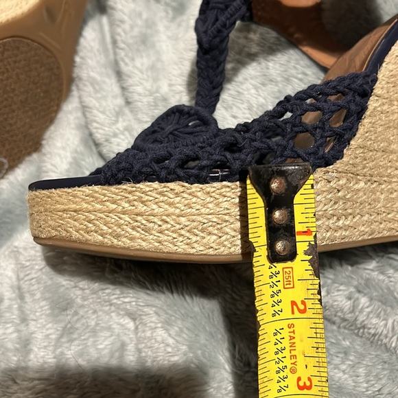 Navy Macrame Wedge Espadrille Sandals-NWT- 9 - Picture 11 of 11